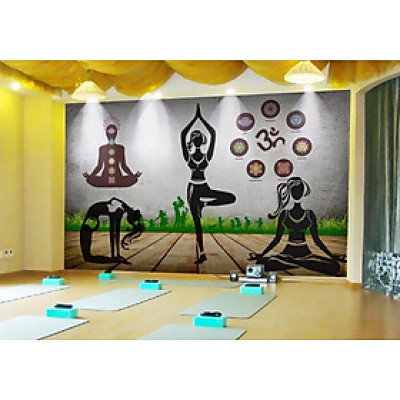 (HCM)Tranh dán tường yoga 1 trang trí decor phòng tập có sẵn keo dễ dán 