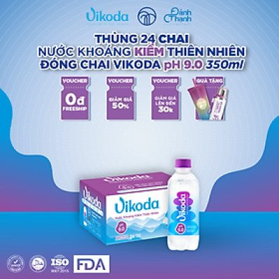 Thùng 24 chai Nước Khoáng Kiềm Thiên Nhiên Vikoda 350ml