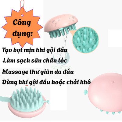Lược Gội Đầu Massage Da Đầu Silicon- Bàn Chải Gội Đầu Thông Minh 3 trong 1- Lược Silicon Massage Tạo Bọt Gội Đầu- Cọ Gội Đầu Thư Giãn Da Đầu- Lược Gội Tạo Bọt Đa Năng Cho Tóc & Da