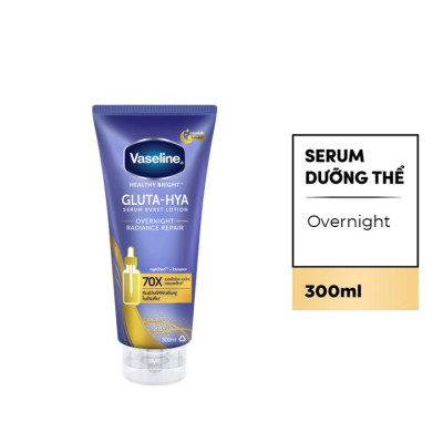 Serum Dưỡng Thể Vaseline Healthy Bright Gluta-Hya Serum Burst Lotion Overnight Radiance Repair 300ml