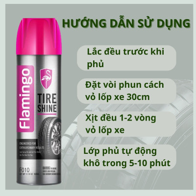 Chai xịt bóng lốp ô tô, xe hơi Flamingo F010 - 500ml - Hàng chính hãng 