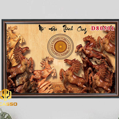 Tranh kính Bát mã tung hoành D602 43 (Được chọn mẫu)