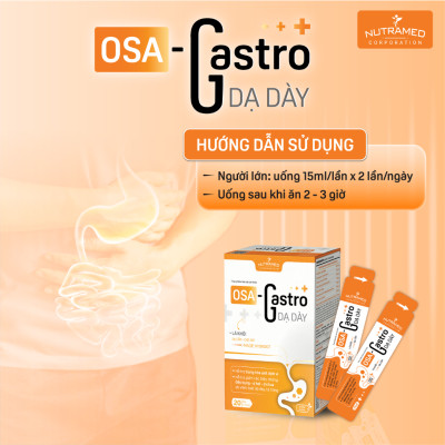 Gói uống Osa Gastro hỗ trợ giải quyết viêm loét dạ dày, tá tràng toàn diện (20 gói) - Nutramed