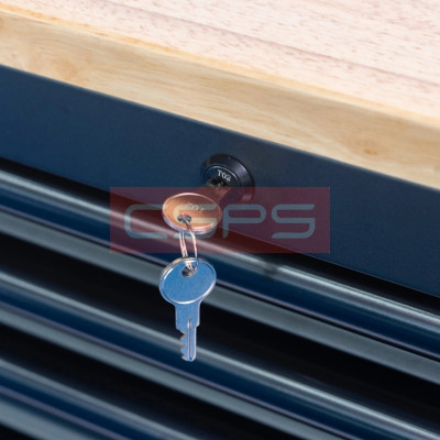 Tủ dụng cụ 7 ngăn kéo tay nắm đen có mặt ván gỗ kèm ray đóng êm CSPS