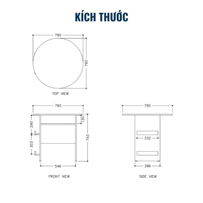 Bàn Tròn Nhỏ Decor Rộng 79cm, Bàn Cafe, Làm Việc Máy Tính Đơn Giản KEGODA KGD93