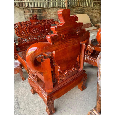 bộ bàn ghế phòng khách rồng khuỳnh gỗ xà cừ tay 12
