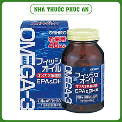 Viên Uống Dầu Cá Omega 3 Orihiro Nhật Bản 180 Viên hỗ trợ mắt tim mạch