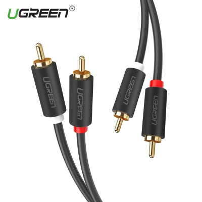 Ugreen UG10518AV104TK 2M màu Đen Cáp âm thanh Bông sen 2 ra 2 dương - HÀNG CHÍNH HÃNG