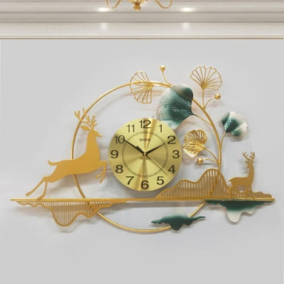 Đồng Hồ Treo Tường Trang Trí Decor  DH11 kim trôi quartz hoa mai vàng nội thất cỡ lớn