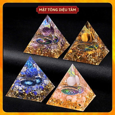 Kim Tự Tháp Thạch Anh Luân Xa Pha Lê Chakra Resin Tự Nhiên Trang Trí Phòng Thiền phong thủy thu năng lượng tốt Orgonite quà tặng
