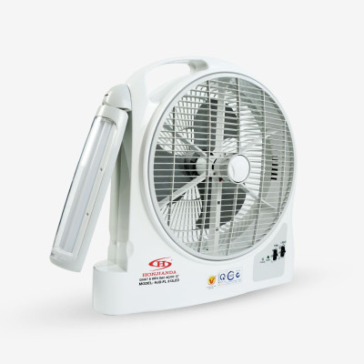 Quạt sạc tích điện dạng hộp AC&DC 12 inch Honjianda FL323/FL313 1-2 bình - có đèn LED & USB - Hàng chính hãng