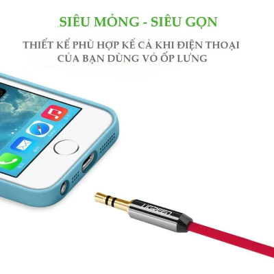 Ugreen UG10798AV119TK 1M Đỏ Cáp âm thanh 2 đầu 3.5mm dương chữ L dây dẹt - HÀNG CHÍNH HÃNG