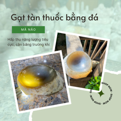 Gạt tàn thuốc bằng đá mã não NHASAN GTT01 Vẻ Đẹp SANG TRỌNG Vĩnh Cửu nặng 560gr (KT: 10x12cm)