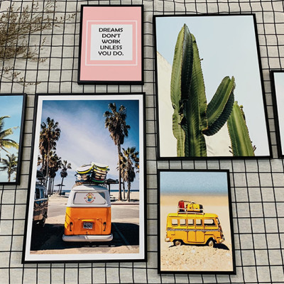 Tranh treo tường phòng khách- tranh treo tường phòng làm việc -tranh treo tường phòng họp - tranh treo tường khách sạn - bộ 6 tranh treo tường xương rồng Binbin-Tặng kèm đinh 3 chân