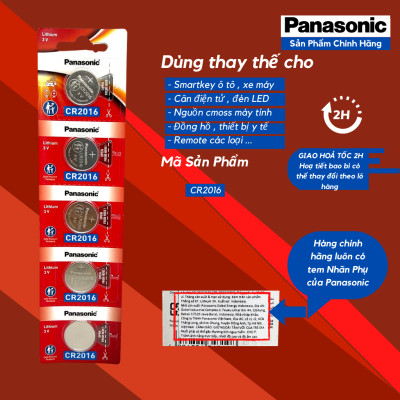 Vỉ 5 Viên Pin CR2016 ( CR 2016/5BE x 1 Vỉ ) Panasonic - Hàng Chính Hãng