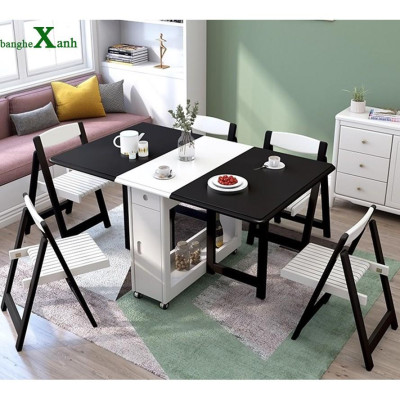 Bộ Bàn Ăn Mầu Đen Trắng Mặt Bàn Dày 2,5CM CAO CẤP