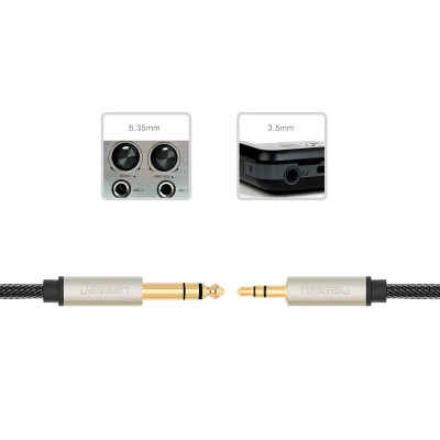 Ugreen UG40803AV127TK 1.5M màu Đen Cáp âm thanh 3.5mm sang 6.5mm cao cấp - HÀNG CHÍNH HÃNG