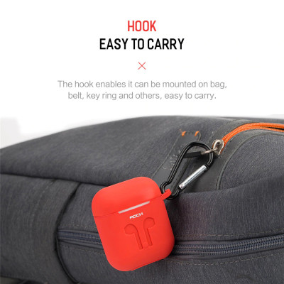 Bao case silicon cho Apple Airpods 1 / 2 hiệu Rock Carying Case (Đính kèm dây nối chống mất) - Hàng nhập khẩu