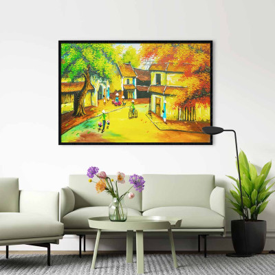 Tranh treo tường in lụa phong cảnh Hà Nội - HNX017