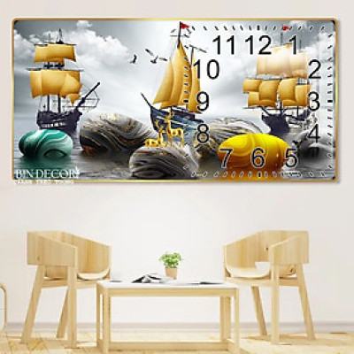 Tranh đồng hồ tráng gương thuận buồm xuôi gió 13 trang trí decor quà tặng tân gia