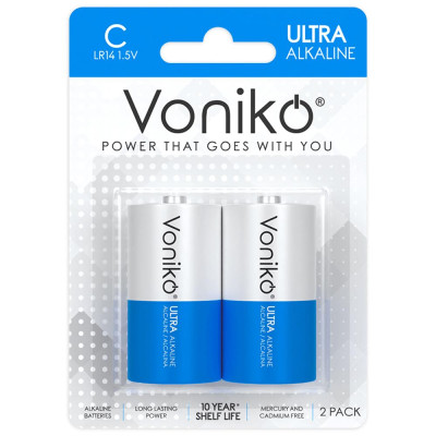 Vỉ 2 Pin Kiềm C 1.5V - Voniko