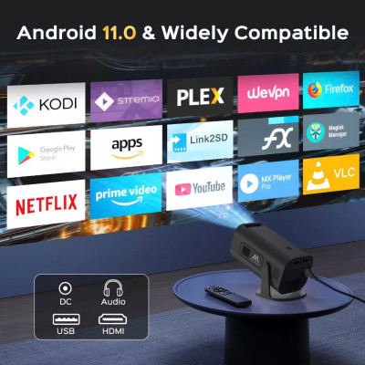 Máy Chiếu WiFi Android Di Động P30M 4K Wifi 6 Bluetooth 5.0 Kết Nối Điện Thoại Máy Tính Xem Trực Tiếp Bóng Đá Youtube