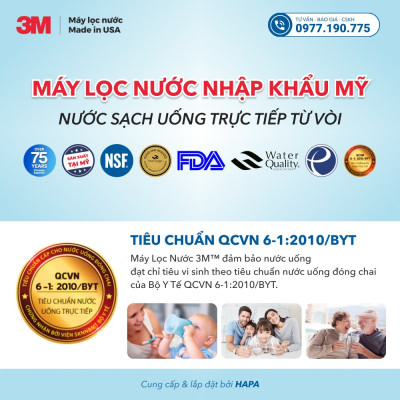 Máy Lọc Nước 3M RO301 Công Nghệ RO Cao Cấp Không Dùng Điện - Hàng Chính Hãng 3M, Nhập Khẩu Mỹ
