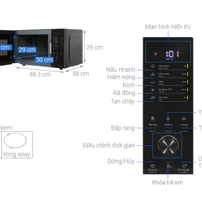 Lò vi sóng Electrolux EMM23D22B 23 lít Hàng chính hãng