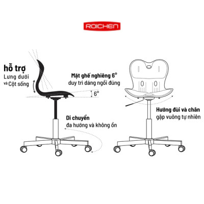 [Roichen - WOW] Ghế Roichen - WOW, ghế chỉnh Dáng ngồi đúng có chân xoay_Made in Korea