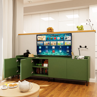 [Happy Home Furniture] LAVIA, Kệ TV 4 cửa mở - chân sắt, 180cm x 40cm x 60cm ( DxRxC), KTV_046