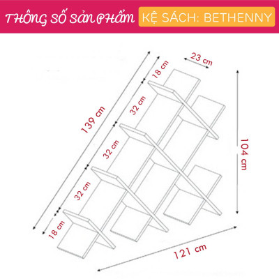 Giá sách hiện đại bằng gỗ công nghiệp SMLIFE Bethenny