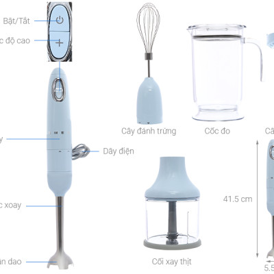 MÁY XAY CẦM TAY SMEG HBF02PBEU Hàng chính hãng