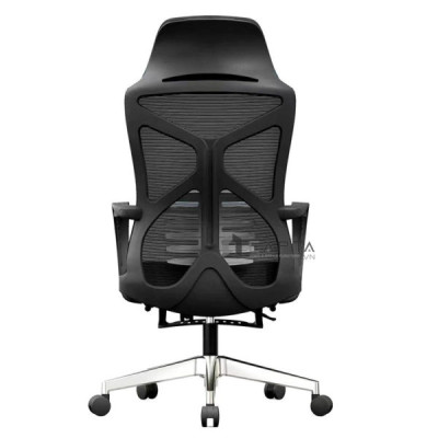 Ghế làm việc có gác chân CR4326-M Nội thất Capta Ghế xoay văn phòng lưng lưới nệm vải khung nhựa màu đen chân xoay thép mạ chrome ngả nằm