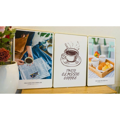 Tranh treo tường trang trí decor quán cà phê tranh ly cà phê 4 có khung tặng kèm đinh treo