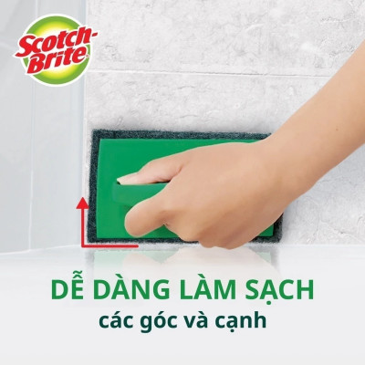 Bàn chải chà sàn (phòng tắm, phòng vệ sinh, ...) 3M Scotch-Brite, siêu sạch, không trầy xước, 8x12x8cm, màu xanh