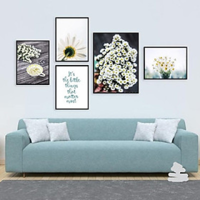  Bộ 5 Tranh HOA CÚC treo tường phòng khách, sang trọng - Bộ 05 tranh chủ đề HOA tặng kèm khung và đinh treo tường PVP-DC505