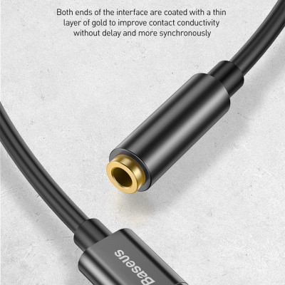 Đầu chuyển Type C sang Audio AUX 3.5mm Baseus L54 (Type-C Male to 3.5mm Female Adapter, built-in DAC, 24-bit/48kHz)-Hàng Chính Hãng