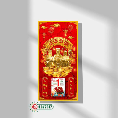 Lịch gỗ Tam đa Phúc Lộc Thọ treo tường IMWI LGV2317