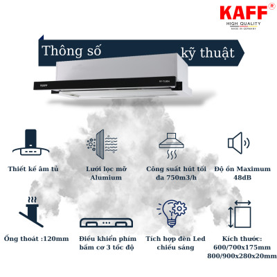 Máy hút mùi âm tủ inox phối kính 700mm KAFF KF-TL70H - Hàng Chính Hãng