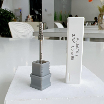 Đầu Mài Chân Móng Úp T5-F Titan Vonfram Siêu Bền, Đầu Mài Khóe Cone Bit Size M USA Mỹ, Dũa Tròn Culticle Khóe Móng Bột Sáng Bóng, Mịn Màng