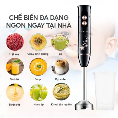 Máy xay cầm tay SOKANY SK02013, công suất 600W nhỏ gọn chống văng tiện lợi dễ vệ sinh - HÀNG CHÍNH HÃNG 
