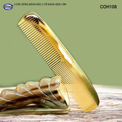 Lược sừng xuất Nhật (Size:XL- 19cm) COH108 - Lược bằng đầu 2 loại răng - Chăm sóc tóc