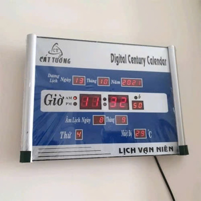 Đồng Hồ LED Treo Tường Kèm Lịch Vạn Niên Cát Tường – Loại Cao Cấp, Siêu Bền, Size Lớn 40x30cm