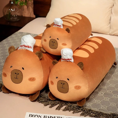 Thú nhồi bông Capybara xúc xích nướng phom dài đáng yêu - Size từ 55cm đến 95cm - Quà tặng gấu bông chuột lang êm mịn cho bé