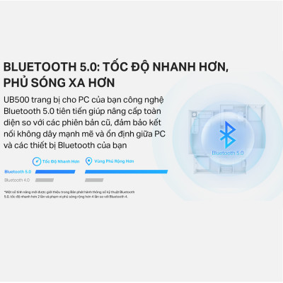 Bộ chuyển đổi Bluetooth TP-Link UB500 USB Nano Bluetooth 5.0, Hỗ trợ Windows 11/10/8.1/7, hàng chính hãng
