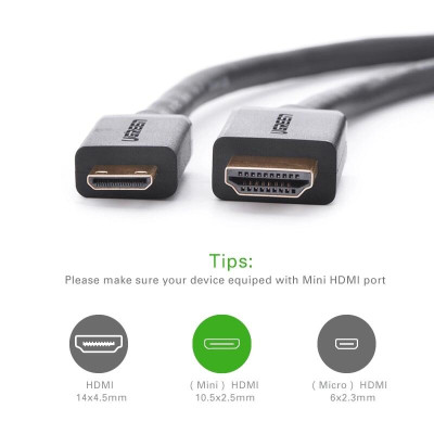 Ugreen UG10117HD108TK 2M màu Đen Cáp chuyển đổi Mini HDMI sang HDMI thuần đồng - HÀNG CHÍNH HÃNG