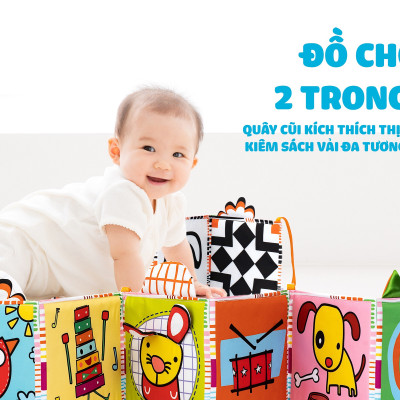 Sách Vải ZicZac Đa Tương Tác Kiêm Đồ Chơi Quây Cũi Kích Thích Thị Giác Cho Trẻ Sơ Sinh - Lalala Baby