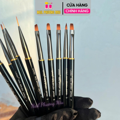 Set Cọ Nhật Vẽ Móng Lawei, Bộ 10 Cây Cọ Làm Nail Cao Cấp, Sợi Tổng Hợp, Từ 12.5cm Đến 19cm, Dành Cho Thợ Làm Nail