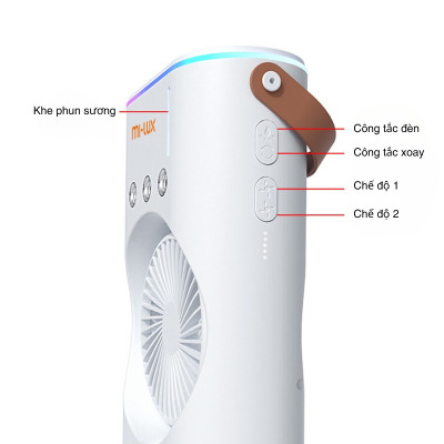 Quạt Hơi Nước Có Tích Điện, Quạt Phun Sương Mini 4 cánh, Quạt Để Bàn 2 Tầng Có Đèn Led, remote Tiện Lợi - Hàng Chính Hãng Double ended Spray Fan, Máy tạo ẩm