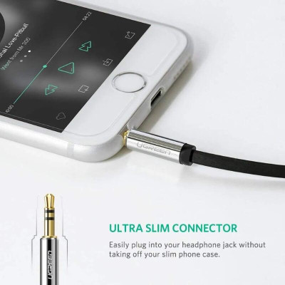 Ugreen UG10596AV119TK 0.5M màu Đen Cáp âm thanh 2 đầu 3.5mm dương đầu vuông góc mạ vàng - HÀNG CHÍNH HÃNG